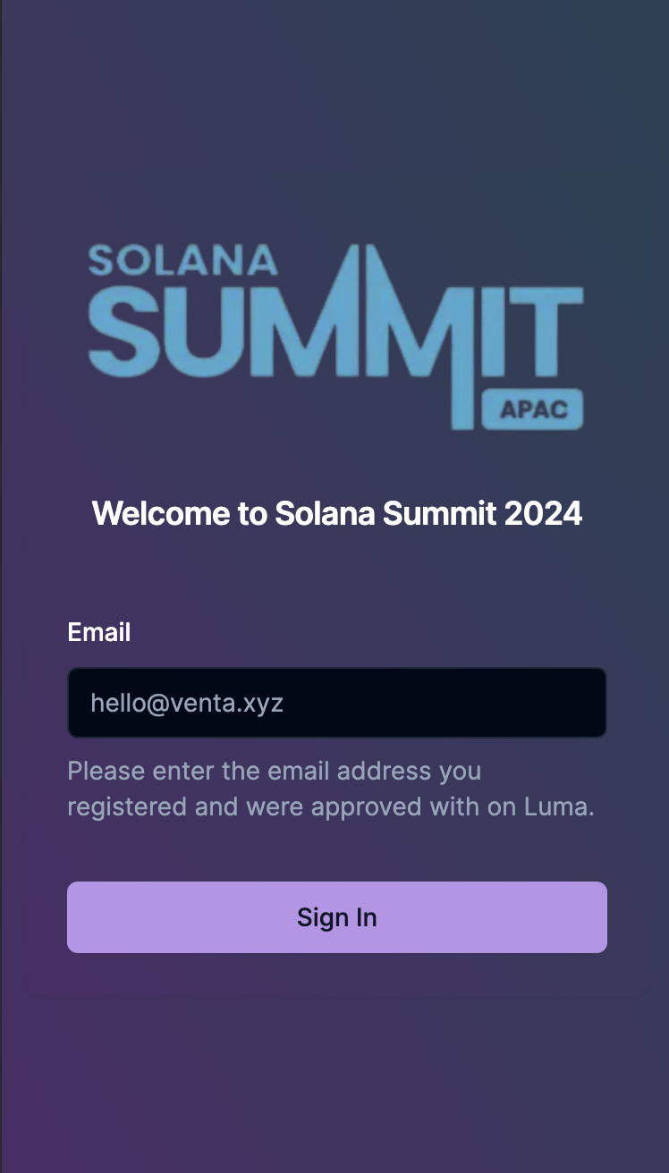 Solana Summit Event Web-App